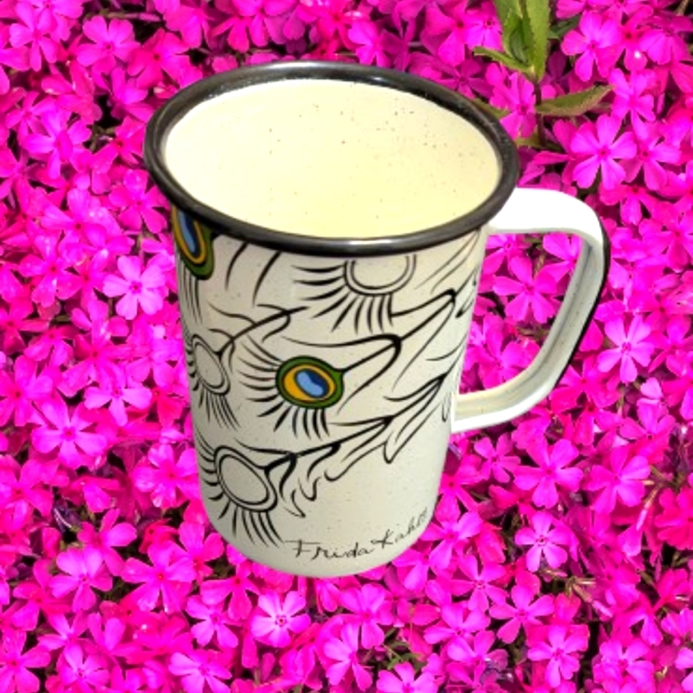 Frida Kahlo Peacock Feather Mug Enamelwear 20oz ✨ 2 /$15 ✨